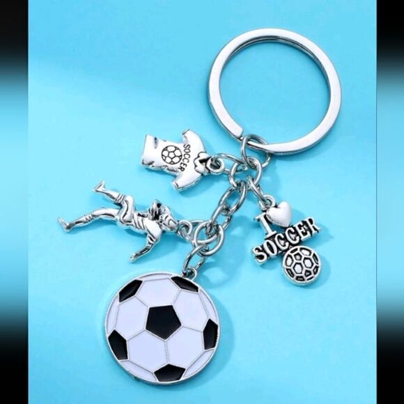 3 for 26 - Soccer Ball Shirt Charm Keychain Silver - Picture 3 of 3